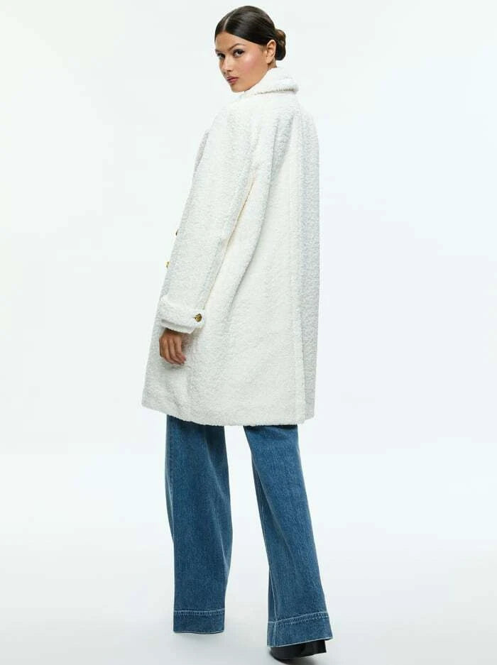 Townes Teddy Peacoat Off White - Alice + Olivia