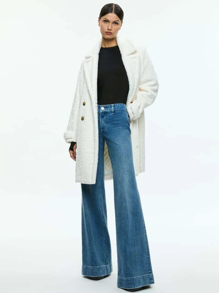 Townes Teddy Peacoat Off White - Alice + Olivia