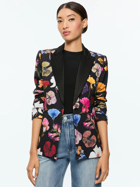 Hundley Notch Collar Fitted Blazer Timeless Blossom - Alice + Olivia