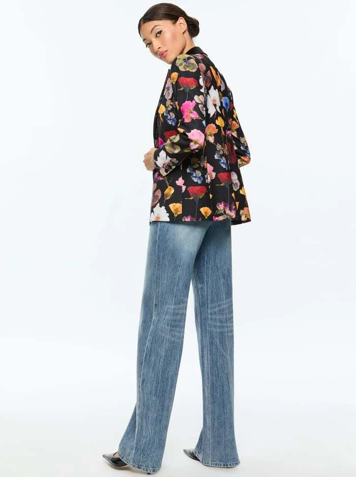 Hundley Notch Collar Fitted Blazer Timeless Blossom - Alice + Olivia