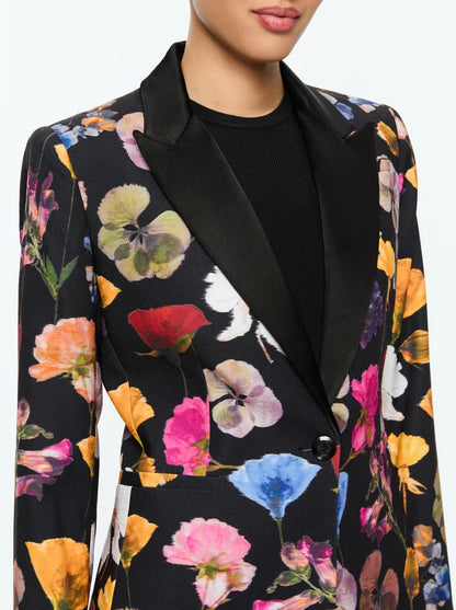 Hundley Notch Collar Fitted Blazer Timeless Blossom - Alice + Olivia