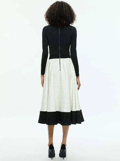 Chara Turtleneck Long Sleeve Full Flare Midi Dress - Alice + Olivia