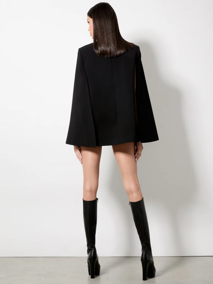 Philippa Bow Cape Black/Off White - Alice + Olivia