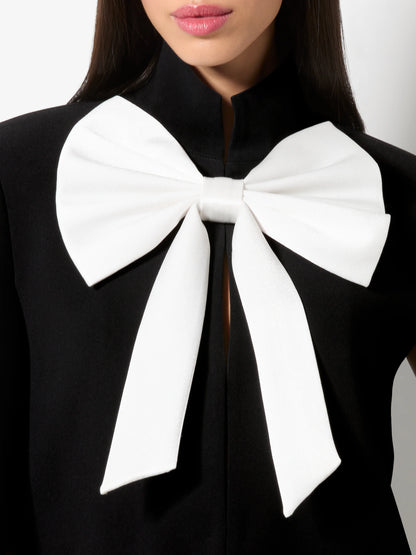 Philippa Bow Cape Black/Off White - Alice + Olivia