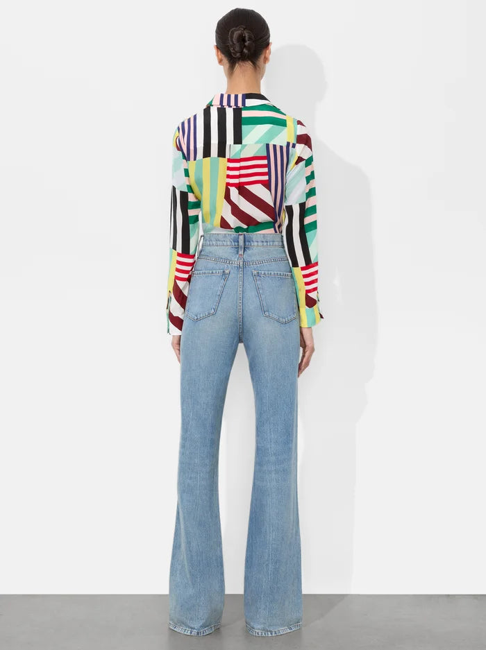 Willa Placket Top Sorbet Stripe - Alice + Olivia