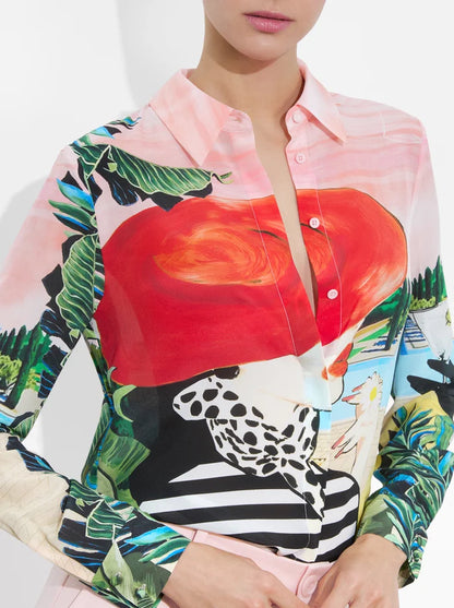 Willa Placket Top Palm Beach - Alice + Olivia