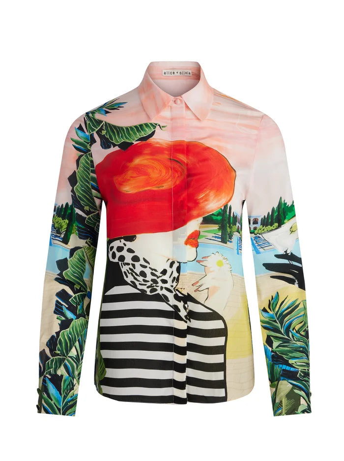 Willa Placket Top Palm Beach - Alice + Olivia