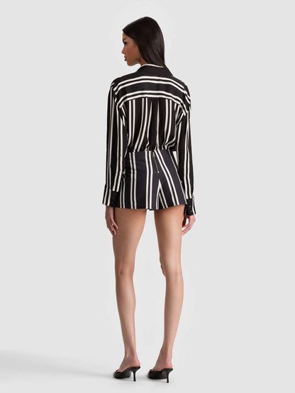 Dimitra Oversized Button Down Paddleboard Stripe - Alice + Olivia