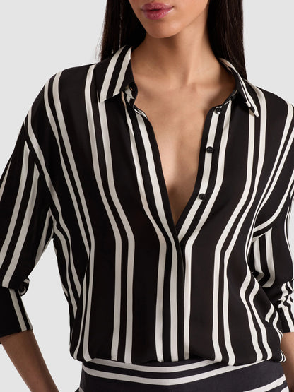 Dimitra Oversized Button Down Paddleboard Stripe - Alice + Olivia
