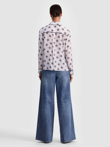 Willa Silk Blouse Visionary - Alice + Olivia