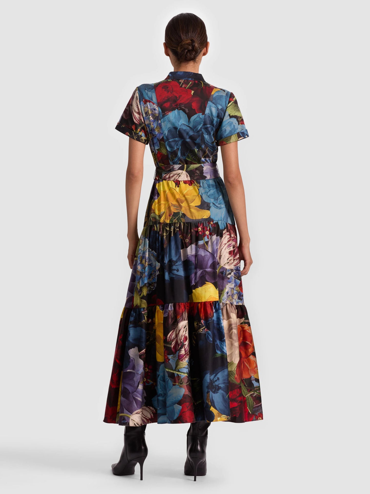 Lucy Midi Shirt Dress Flourish Lg - Alice + Olivia