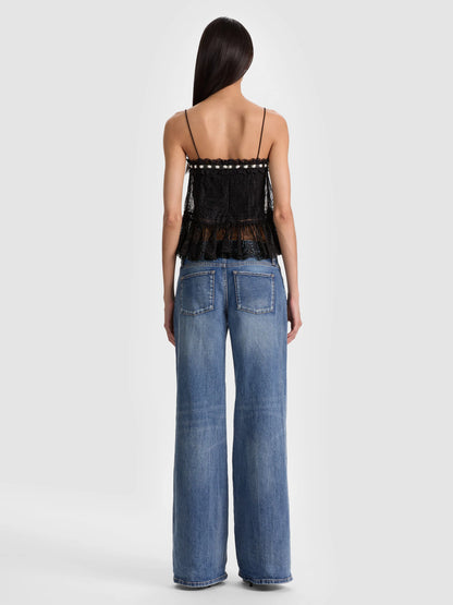 Alessia Lace Top Black - Alice + Olivia