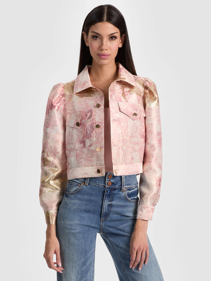 Lana Puff Sleeve Jacket English Rose Toile - Alice + Olivia