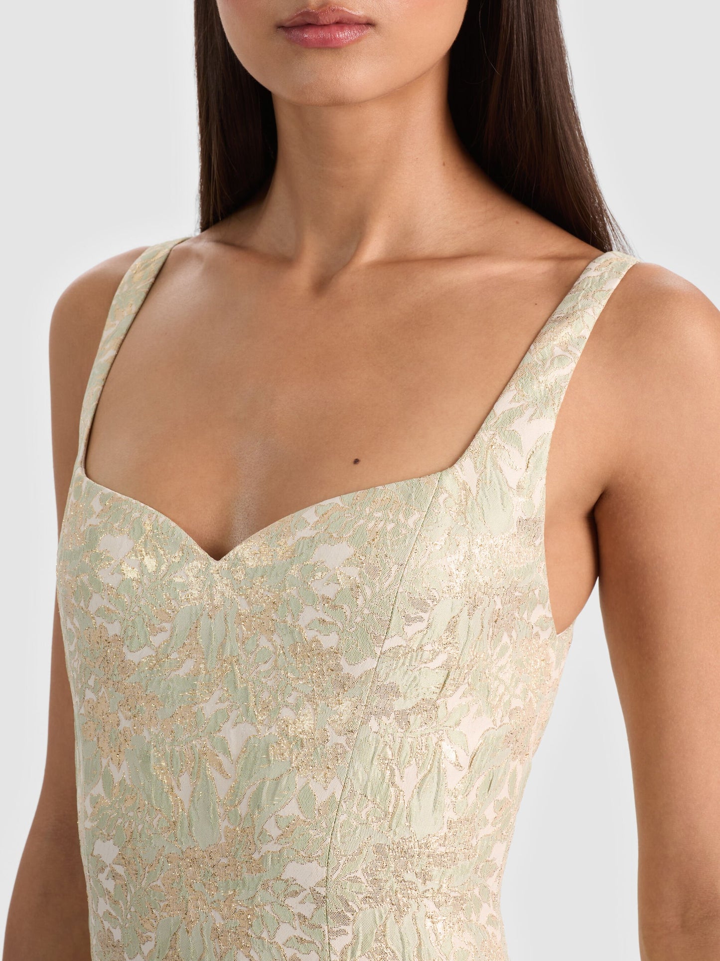 Eve Embroidered Mini Dress Off White/Sage - Alice + Olivia