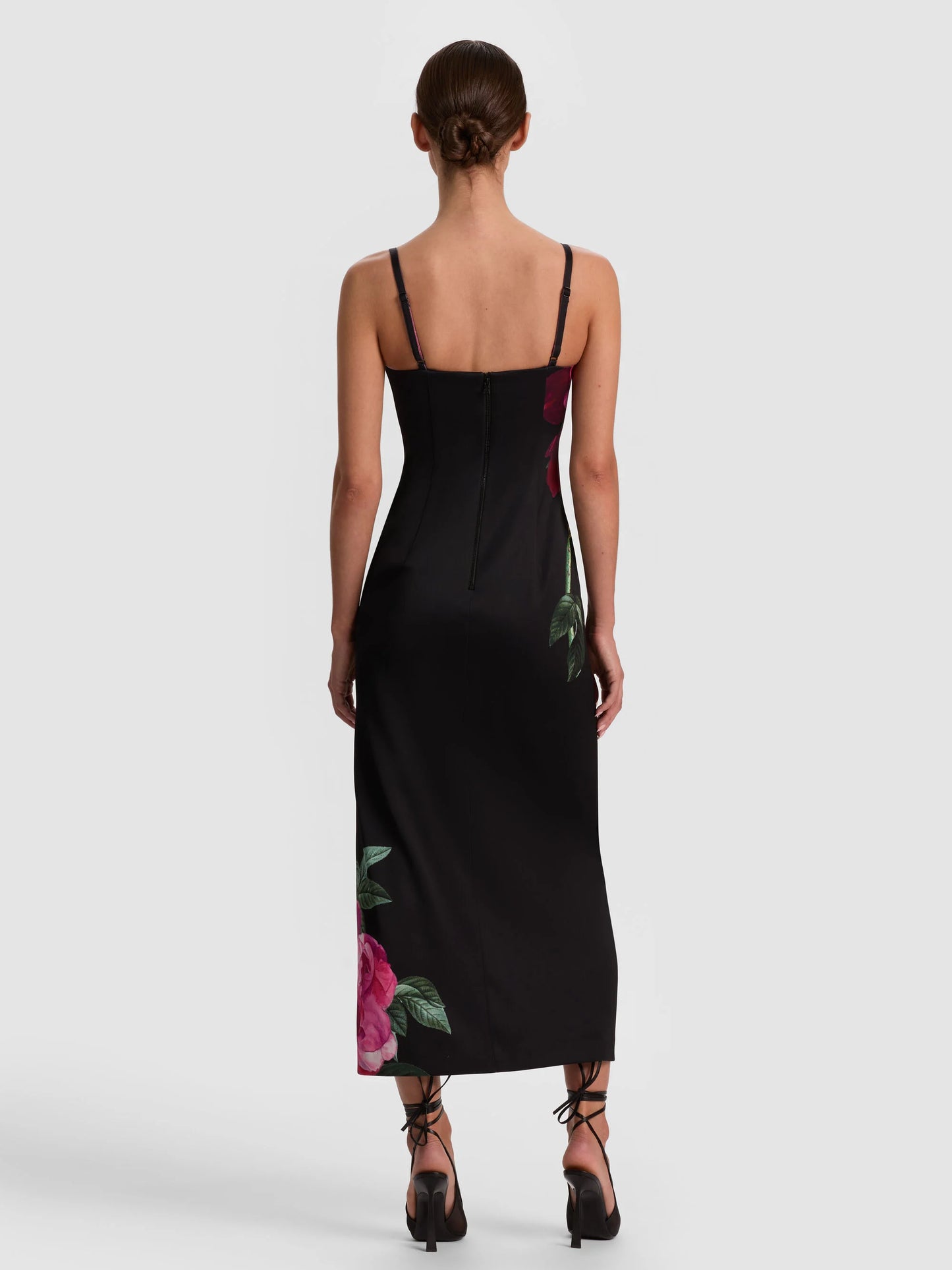 Nina Midi Dress Empress Bloom Black - Alice + Olivia