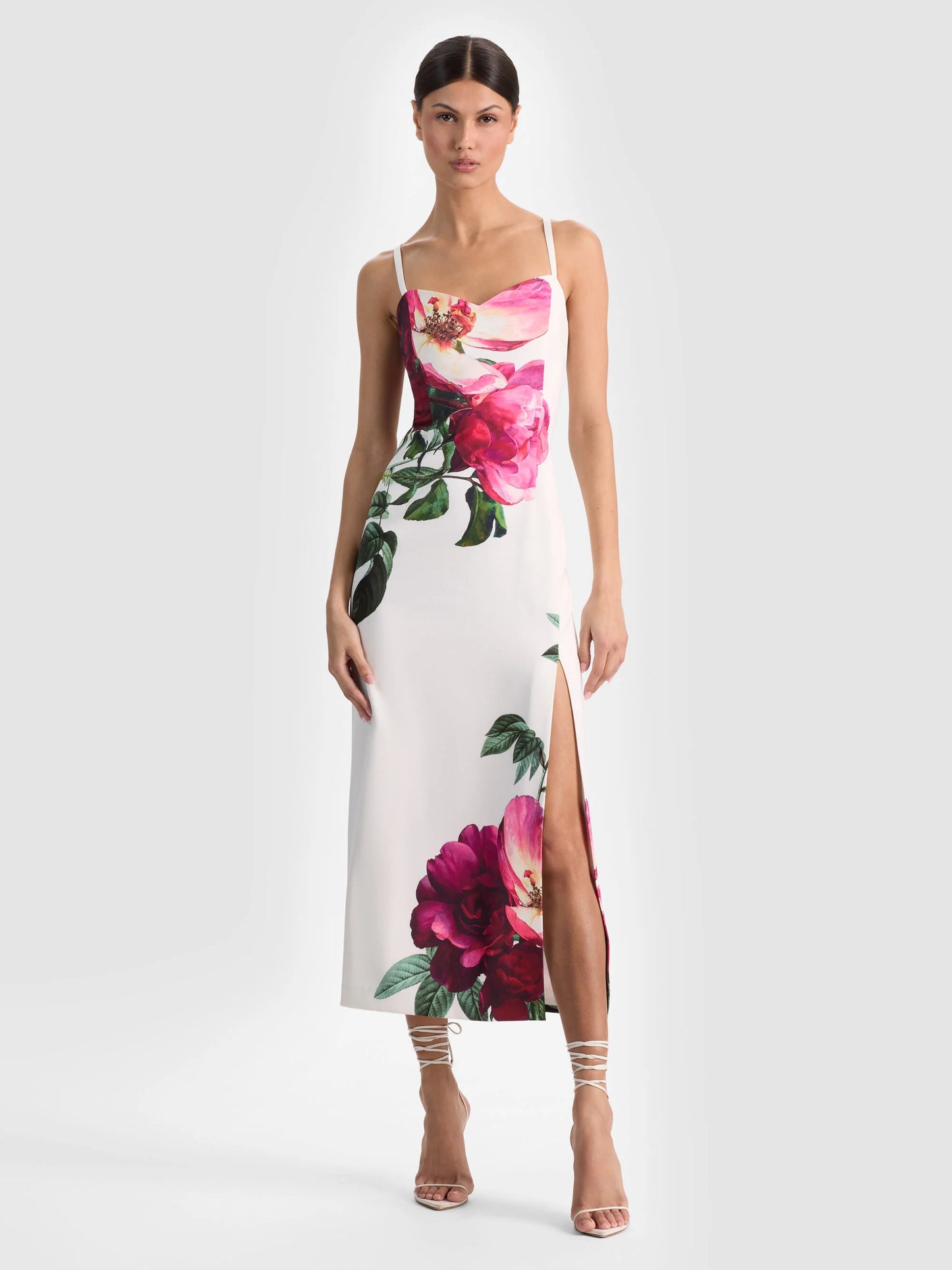 Nina Midi Dress Empress Bloom Off White - Alice + Olivia