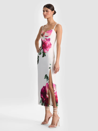 Nina Midi Dress Empress Bloom Off White - Alice + Olivia