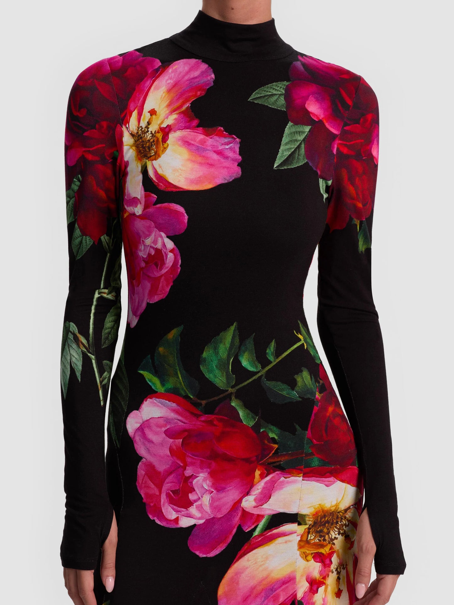 Augusta Open Back Maxi Dress Empress Bloom Black - Alice + Olivia