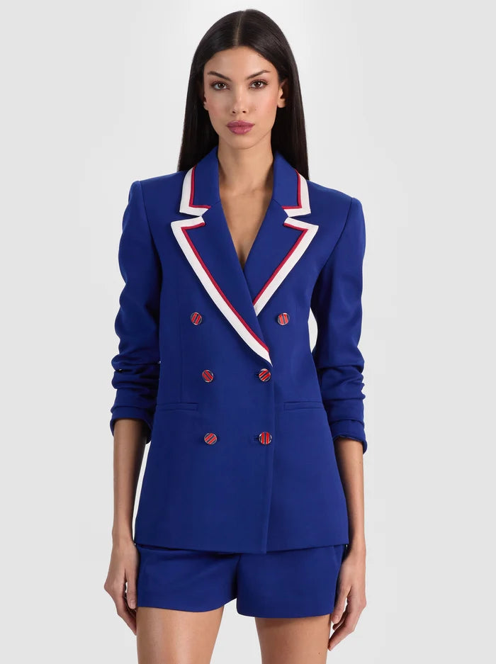 Campbell Double Breasted Blazer Twilight Blue - Alice + Olivia