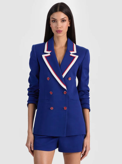 Campbell Double Breasted Blazer Twilight Blue - Alice + Olivia