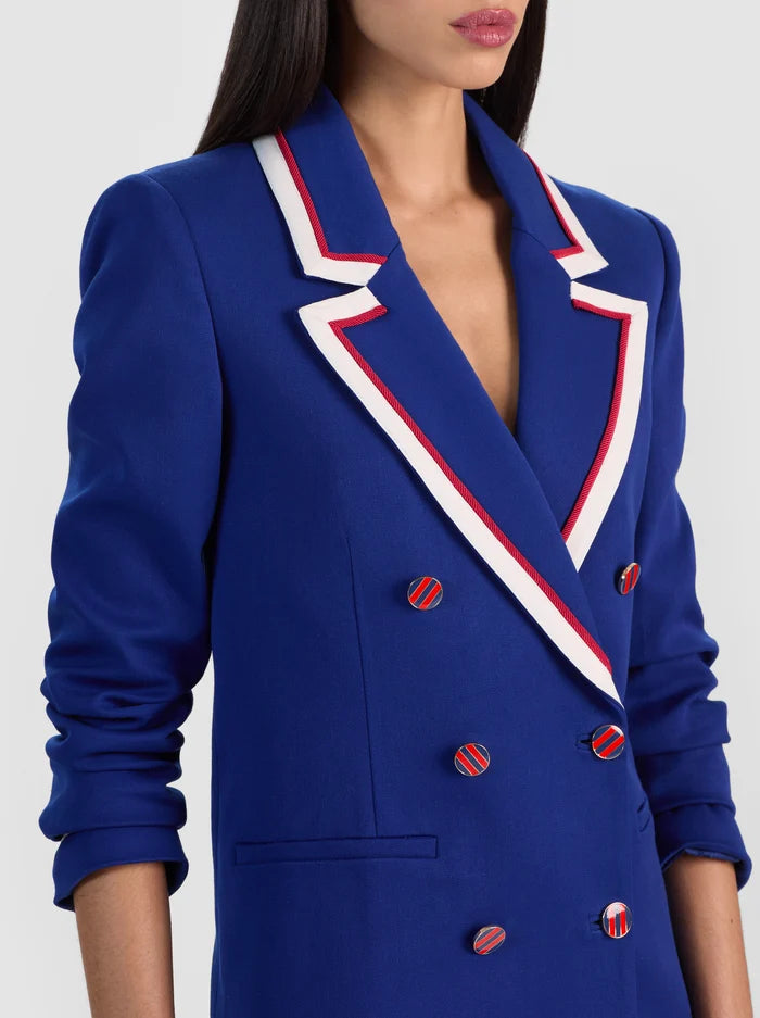 Campbell Double Breasted Blazer Twilight Blue - Alice + Olivia