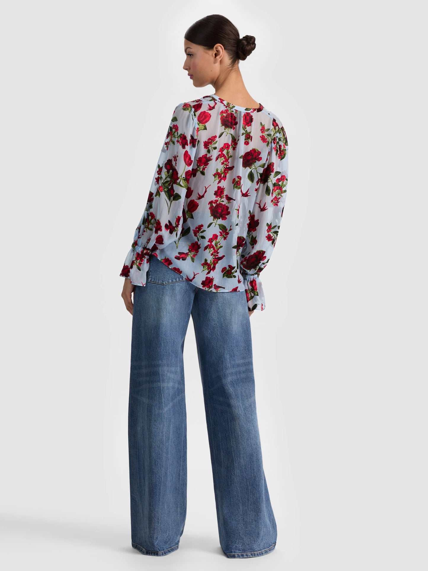 Moranne Blouse American Beauty Carolina Blue - Alice + Olivia