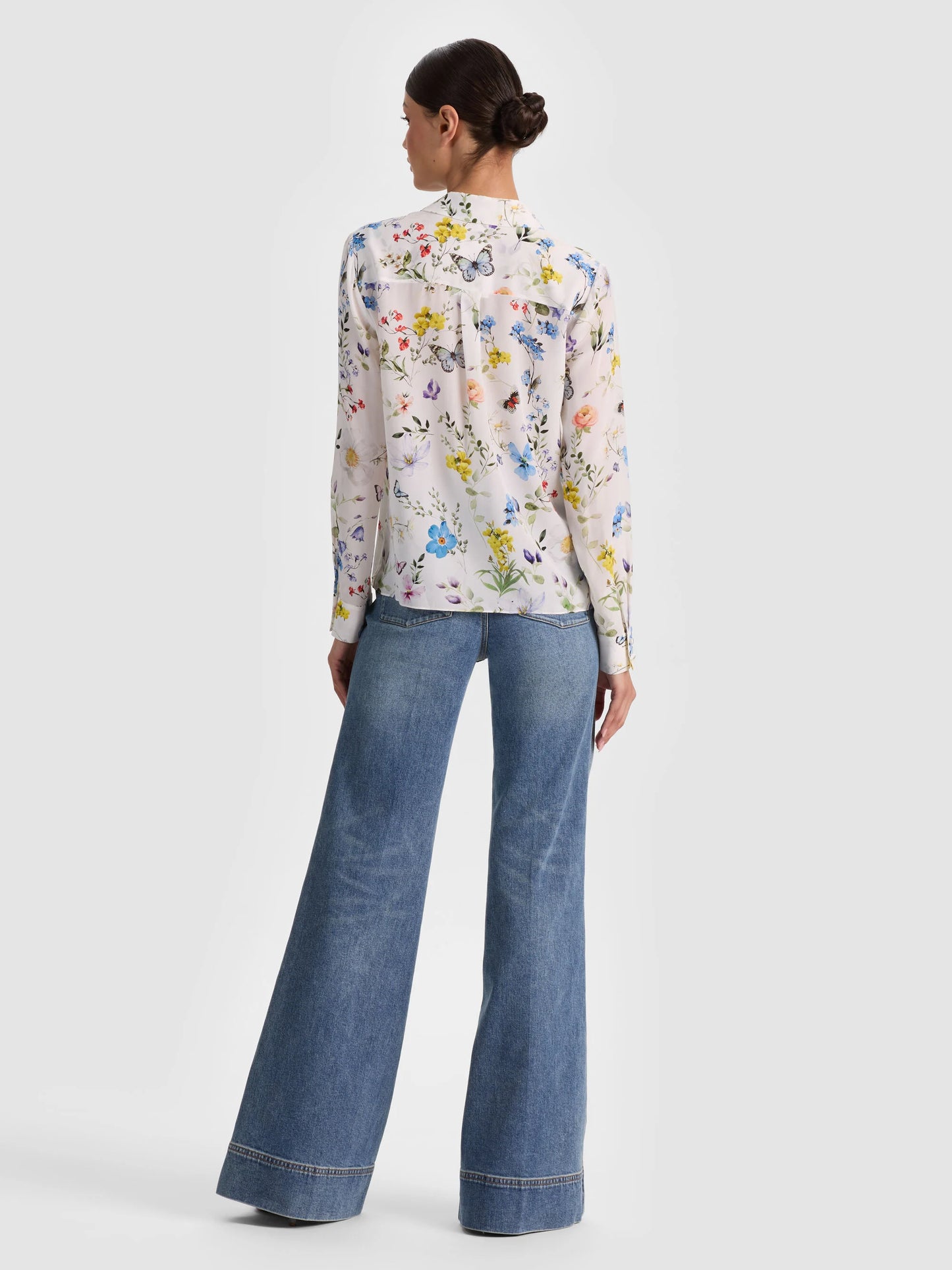 Willa Silk Blouse Twisting Vines Off White - Alice + Olivia