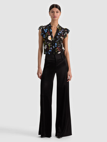 Arlette Silk Blouse Twisting Vines Black - Alice + Olivia