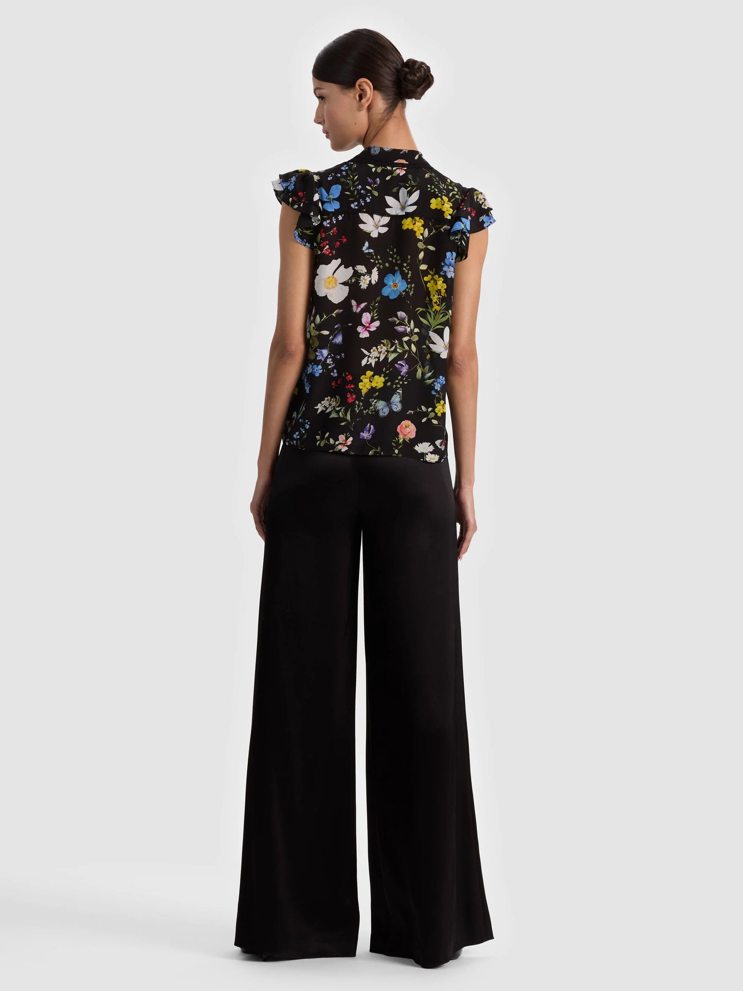 Arlette Silk Blouse Twisting Vines Black - Alice + Olivia