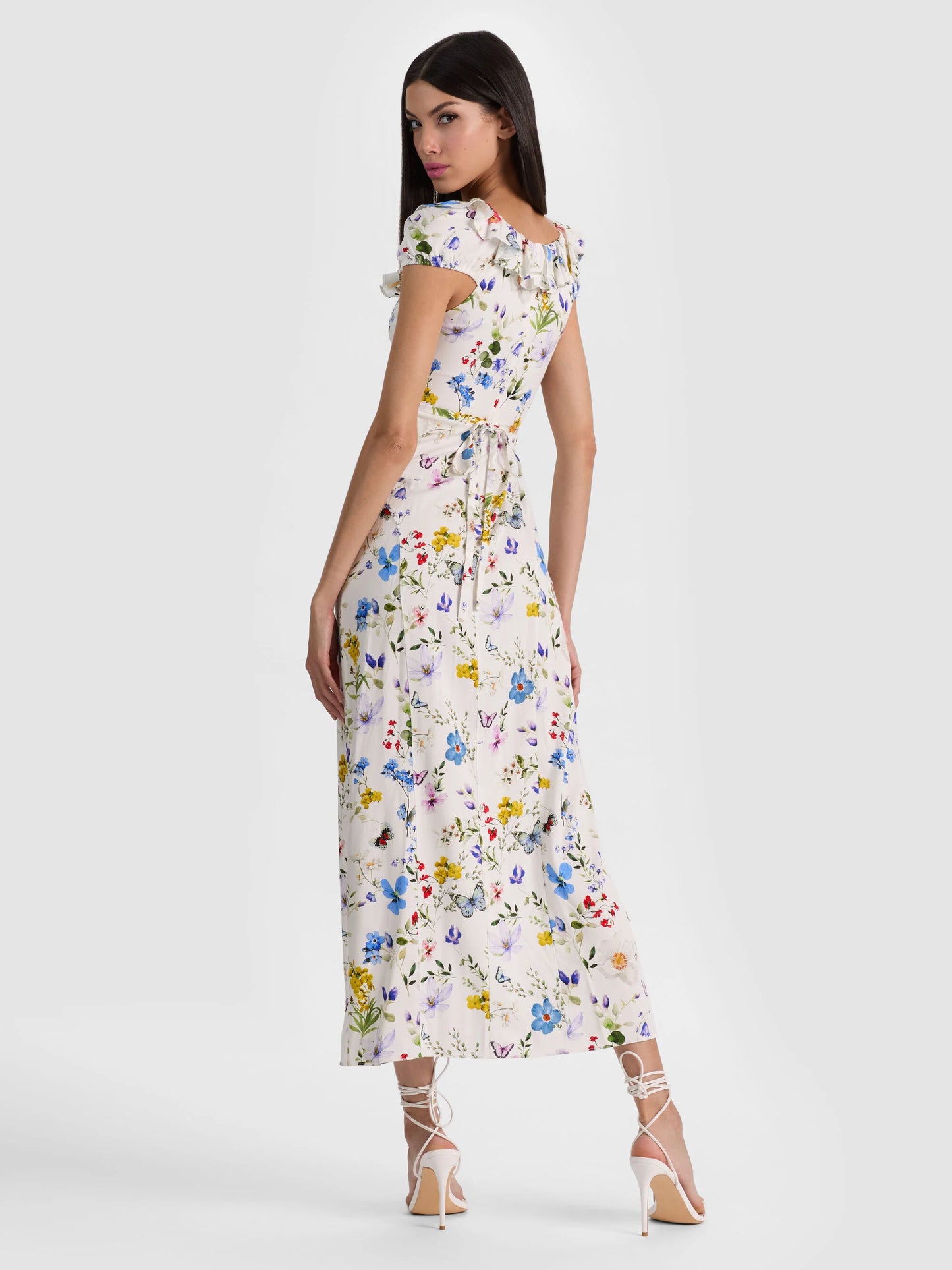 Tara Midi Slip Dress Twisting Vines Off White - Alice + Olivia