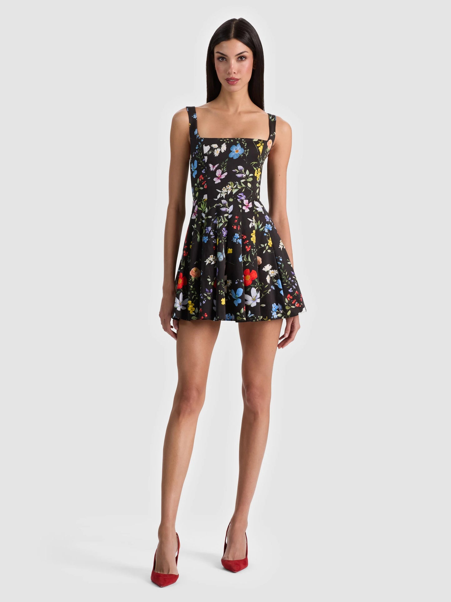 Veda Mini Dress Twisting Vines Black - Alice + Olivia
