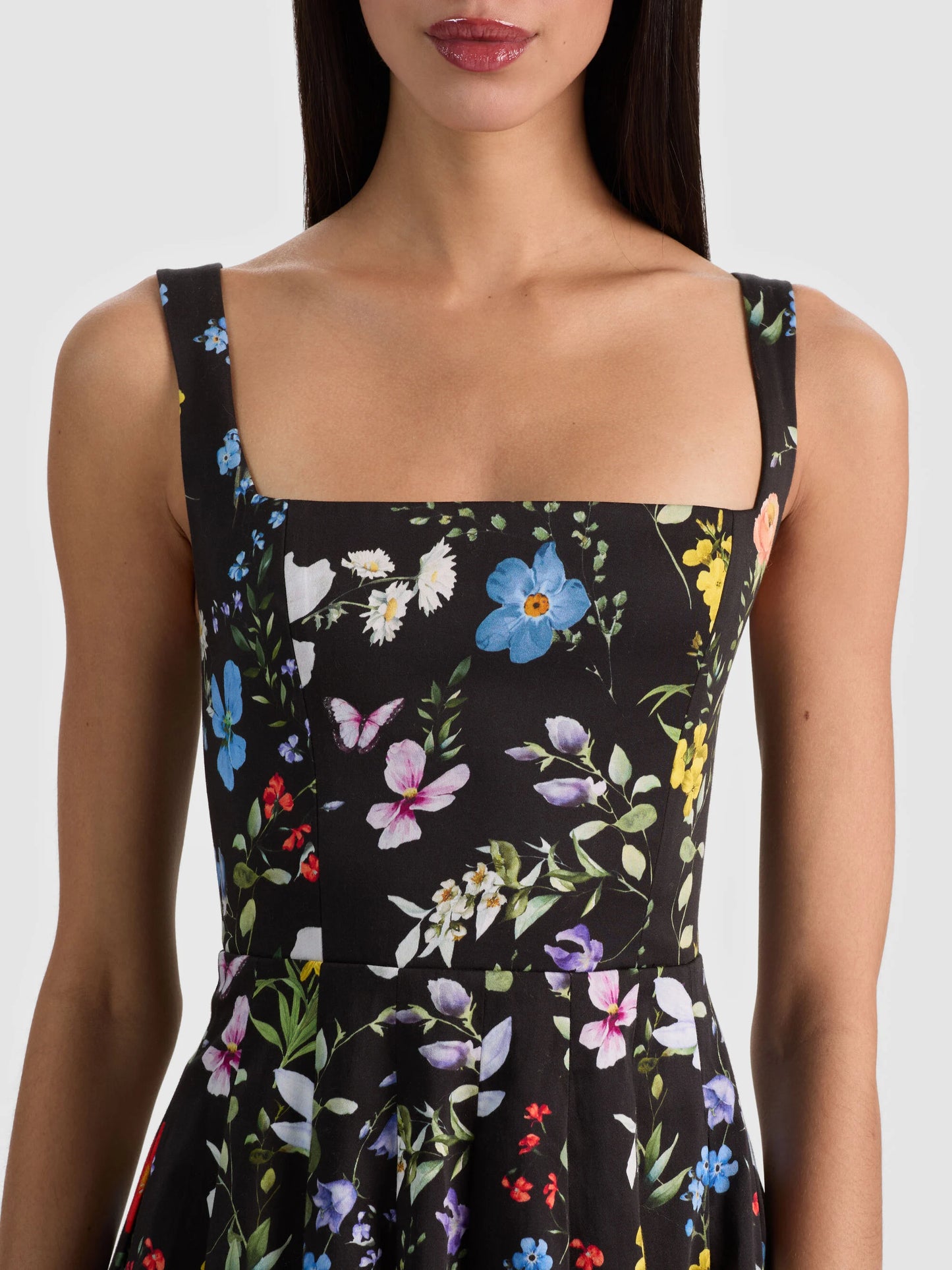 Veda Mini Dress Twisting Vines Black - Alice + Olivia