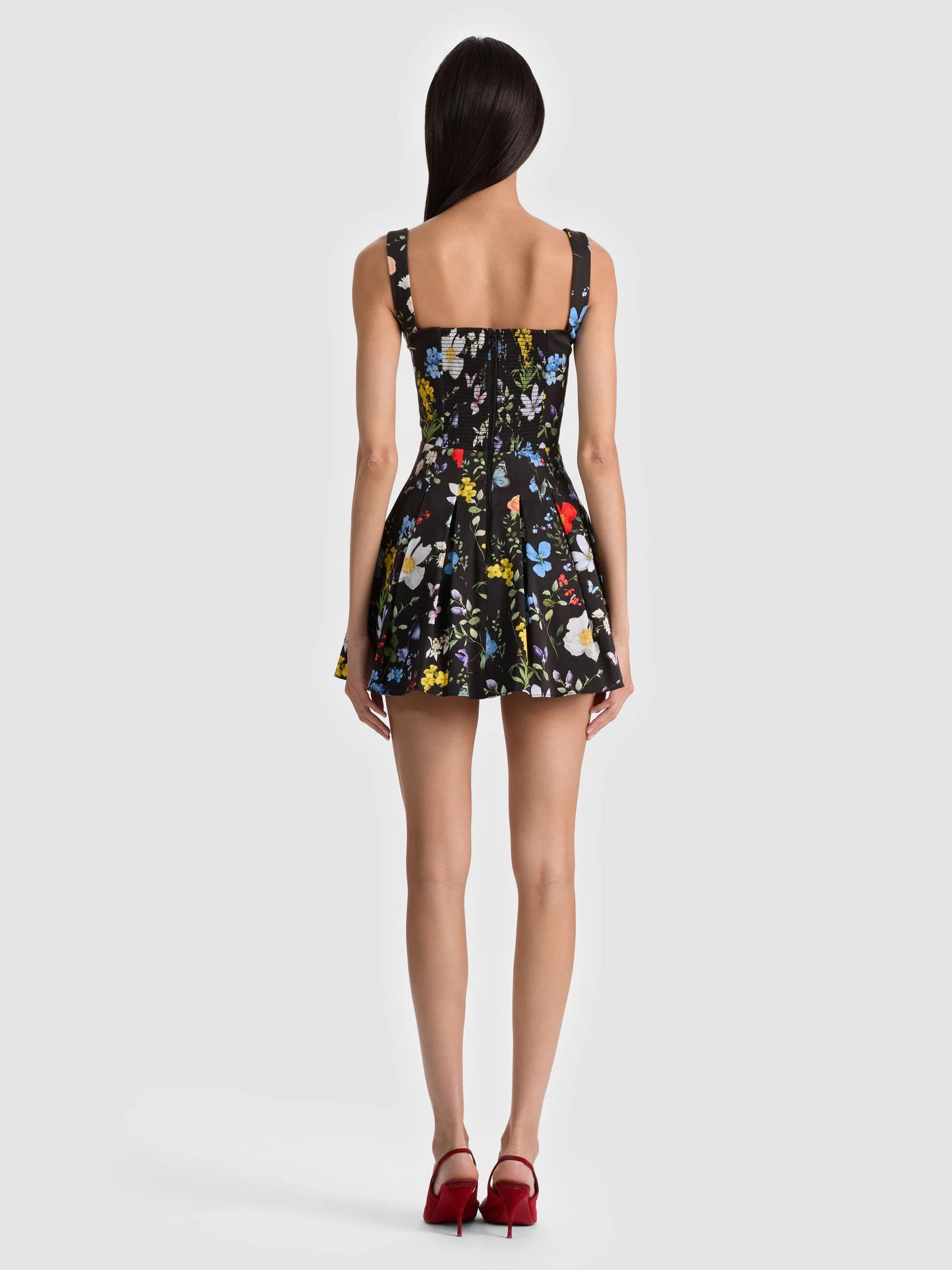 Veda Mini Dress Twisting Vines Black - Alice + Olivia