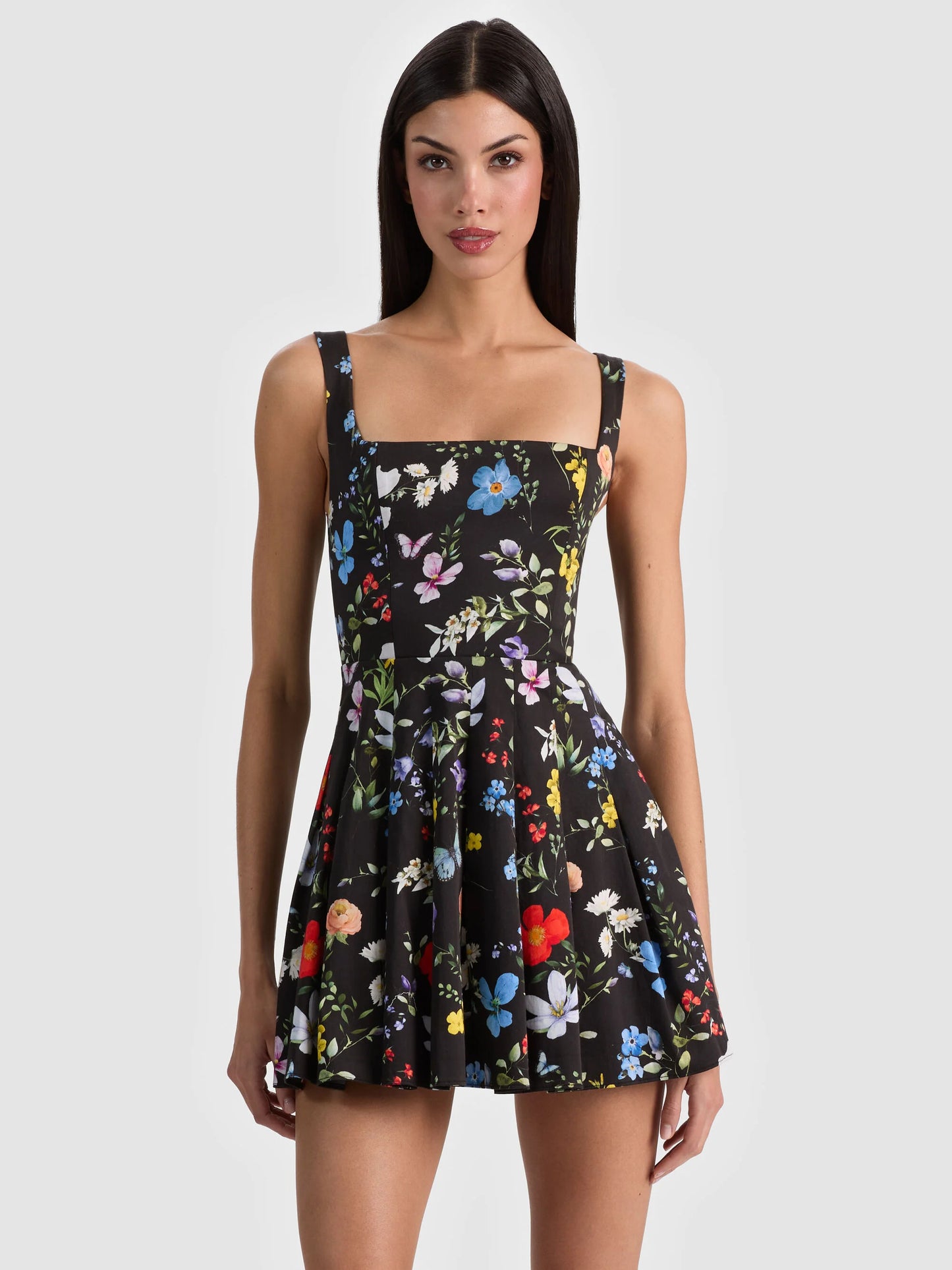 Veda Mini Dress Twisting Vines Black - Alice + Olivia