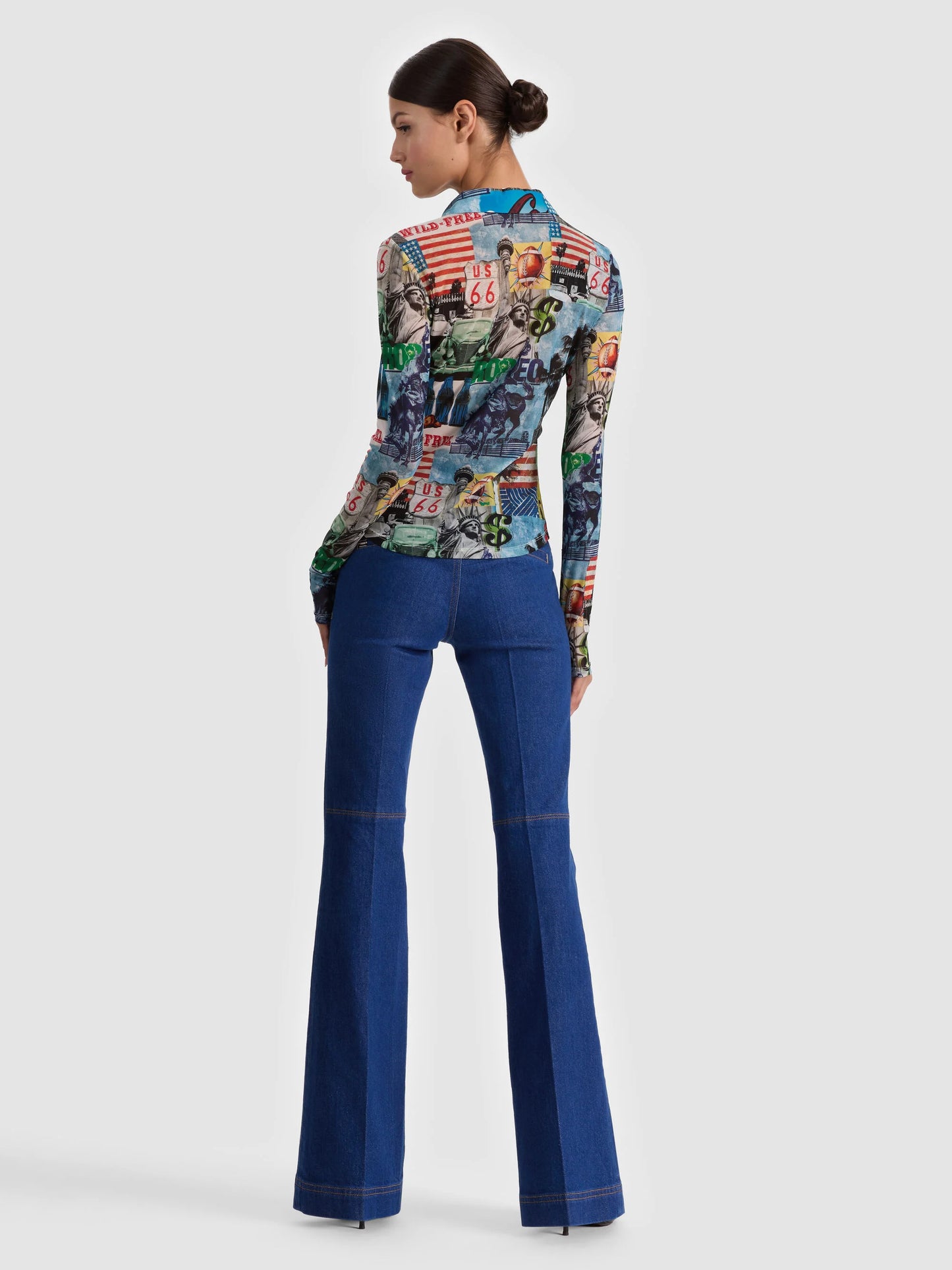 Jade Mesh Button Down Open Road - Alice + Olivia