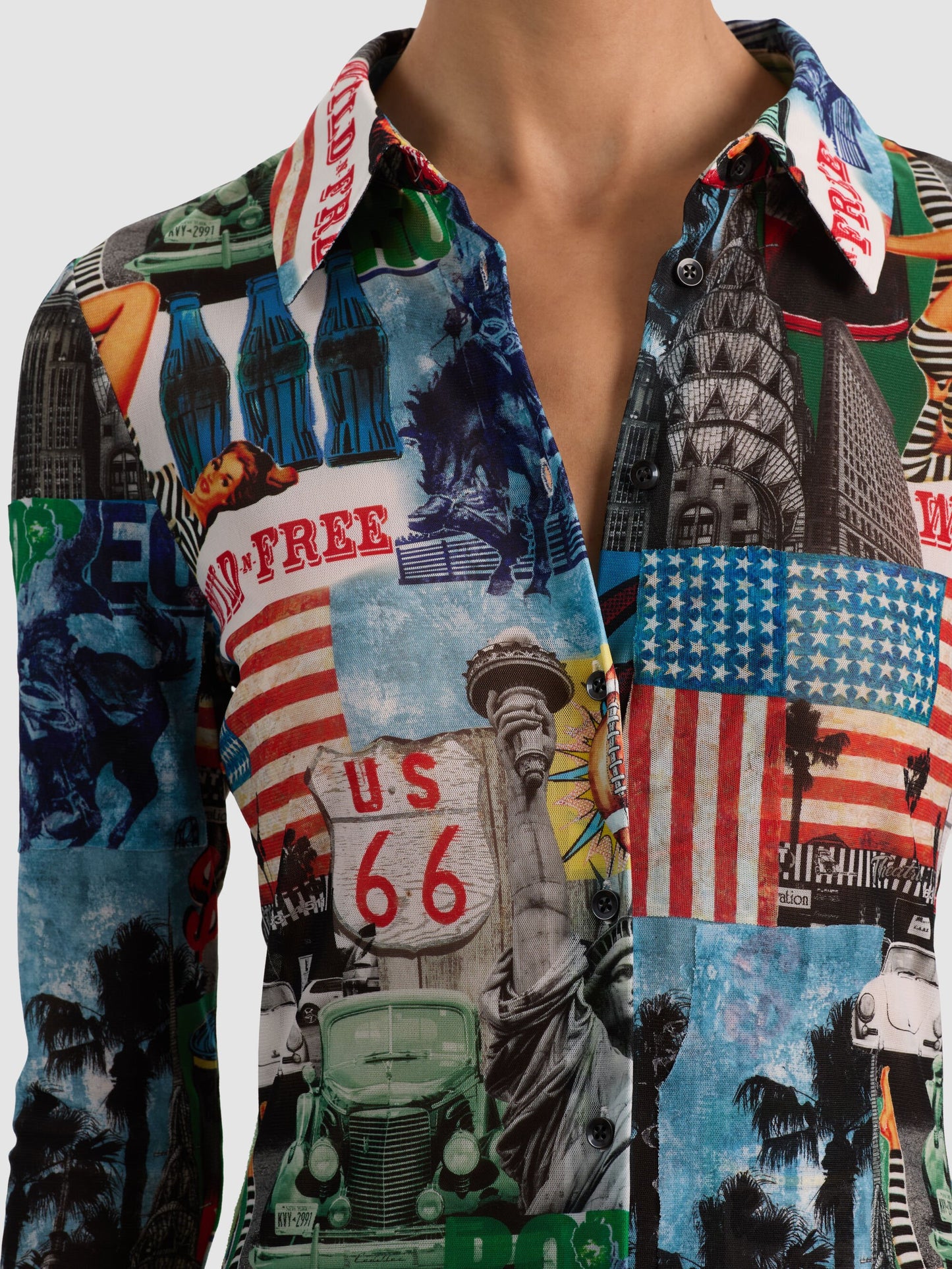 Jade Mesh Button Down Open Road - Alice + Olivia