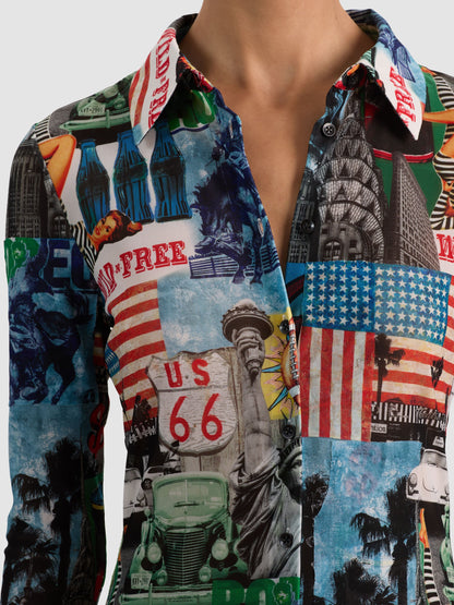 Jade Mesh Button Down Open Road - Alice + Olivia