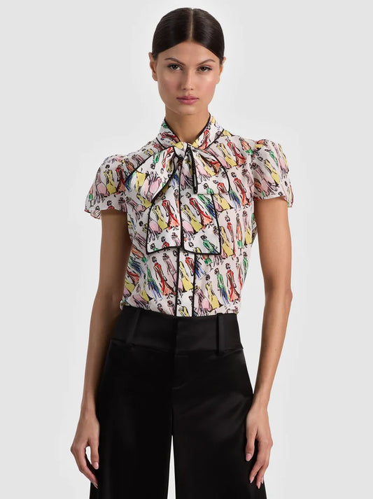 Jeannie StaceFace Silk Blouse Luxe Stace - Alice + Olivia