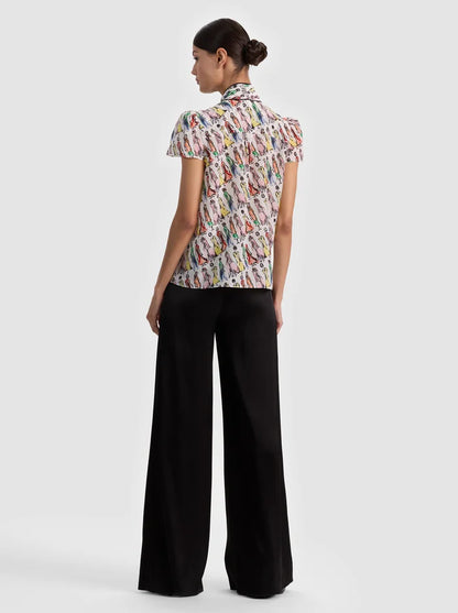 Jeannie StaceFace Silk Blouse Luxe Stace - Alice + Olivia