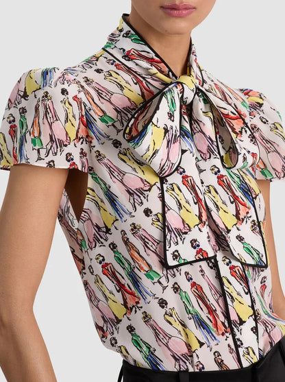 Jeannie StaceFace Silk Blouse Luxe Stace - Alice + Olivia