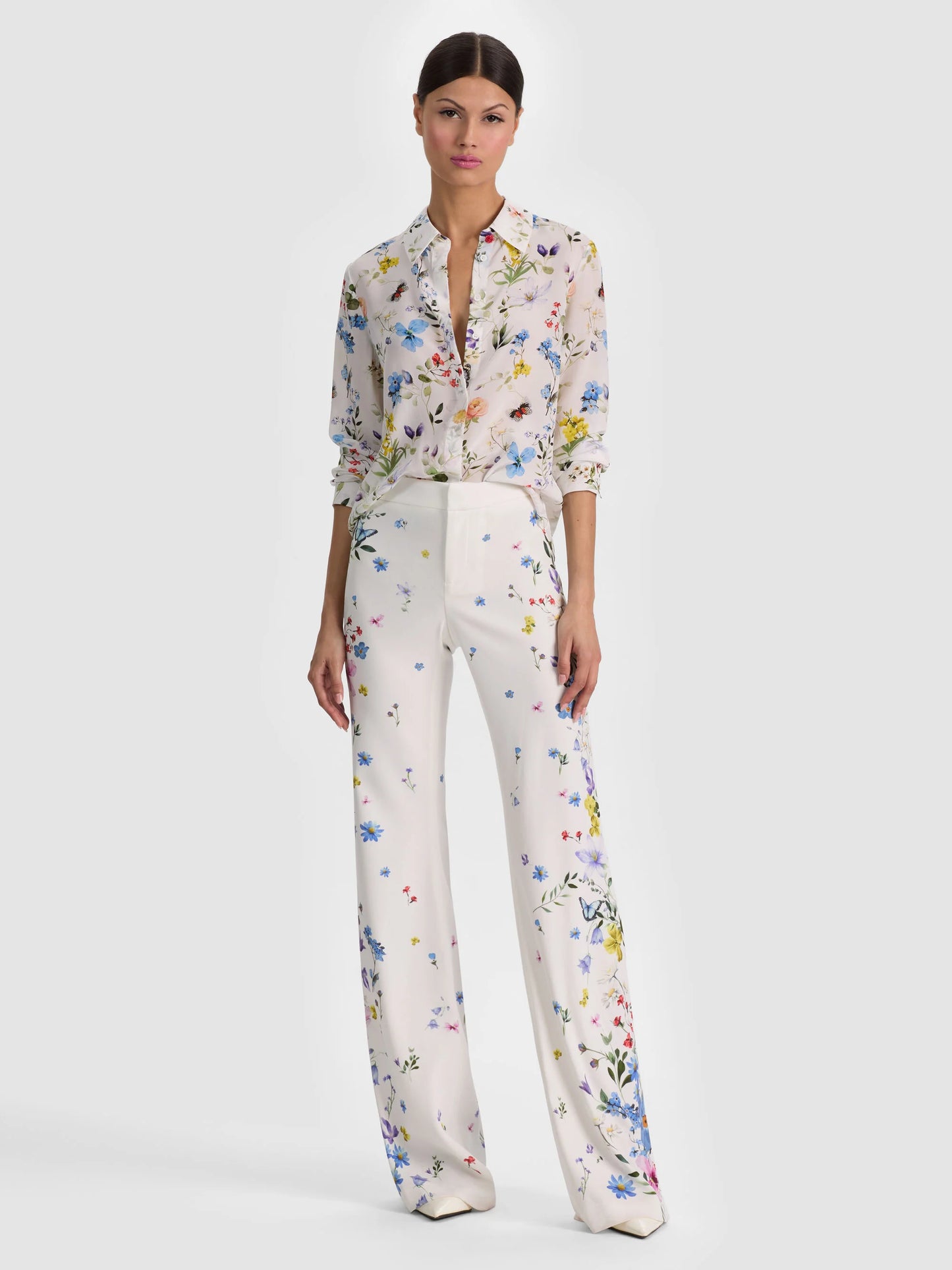 Andrew Pant Twisting Vines Off White - Alice + Olivia