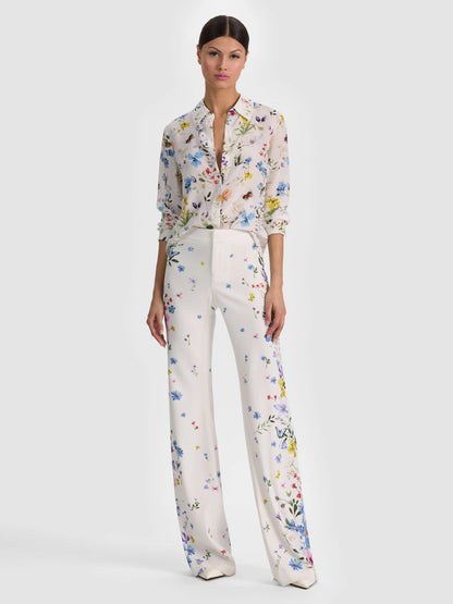 Andrew Pant Twisting Vines Off White - Alice + Olivia