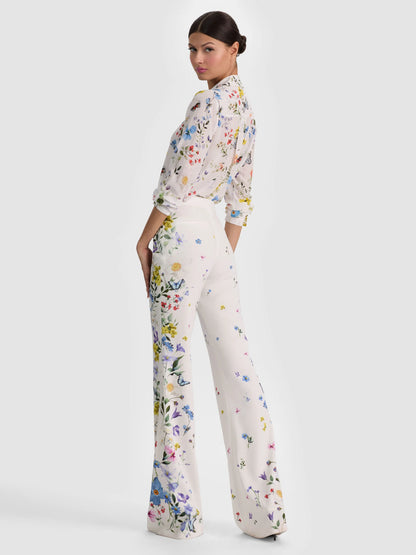 Andrew Pant Twisting Vines Off White - Alice + Olivia