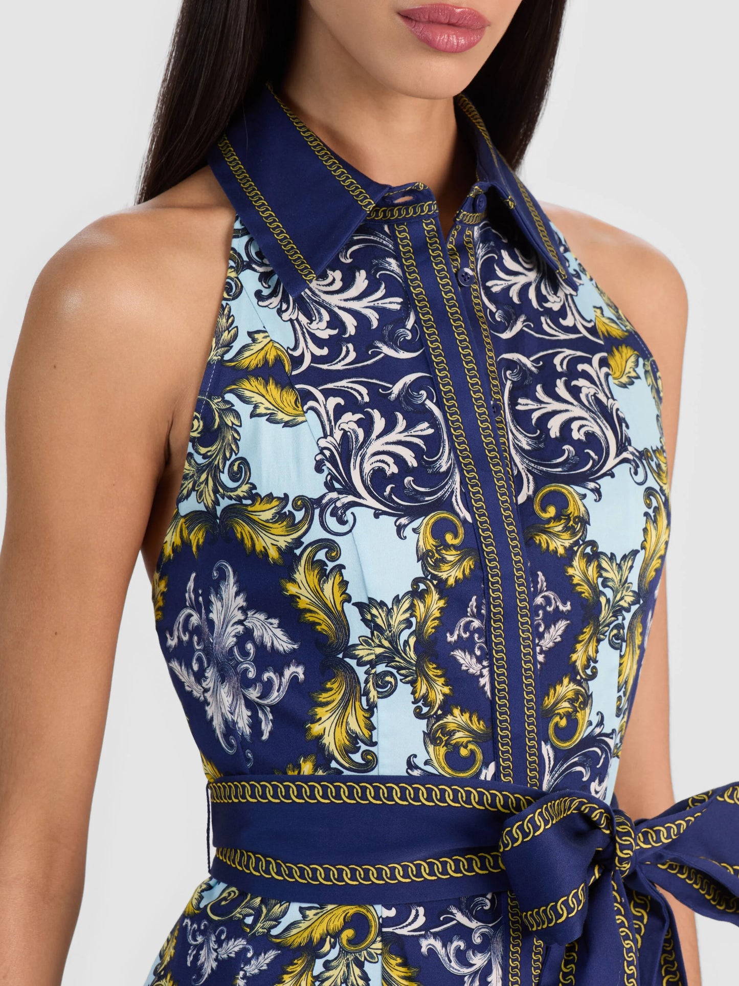 Lucy Sleeveless Mini Shirt Dress Antique Scroll - Alice + Olivia