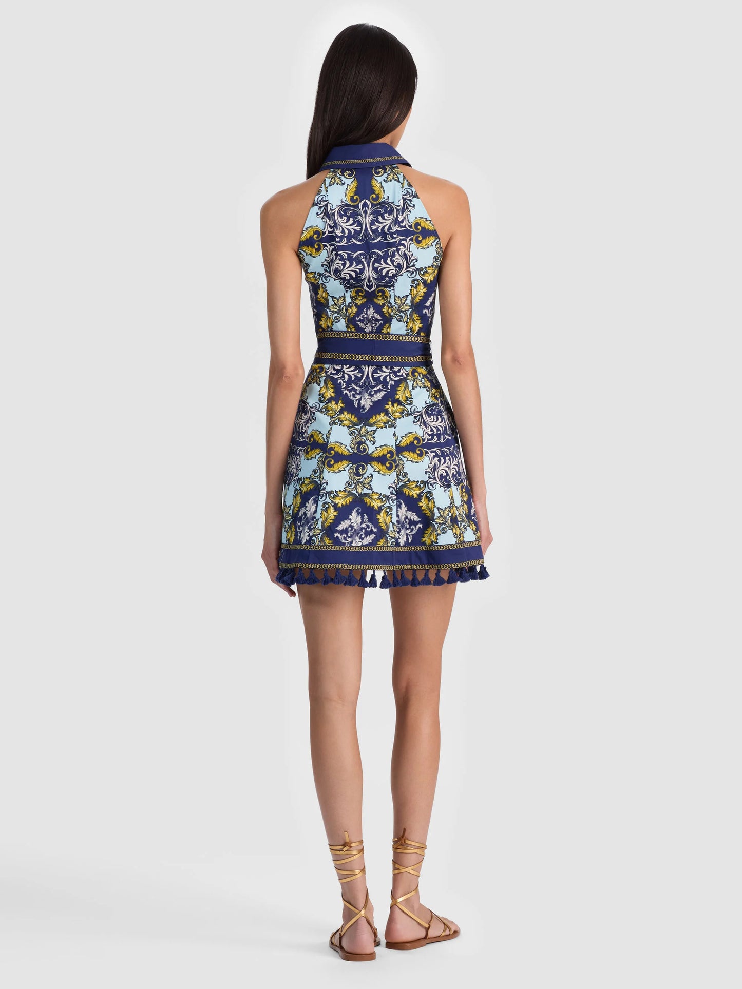 Lucy Sleeveless Mini Shirt Dress Antique Scroll - Alice + Olivia