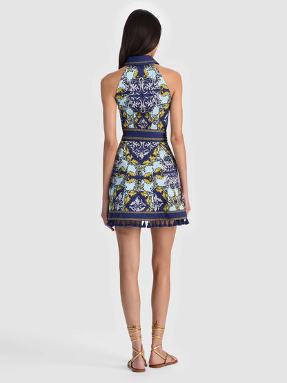 Lucy Sleeveless Mini Shirt Dress Antique Scroll - Alice + Olivia