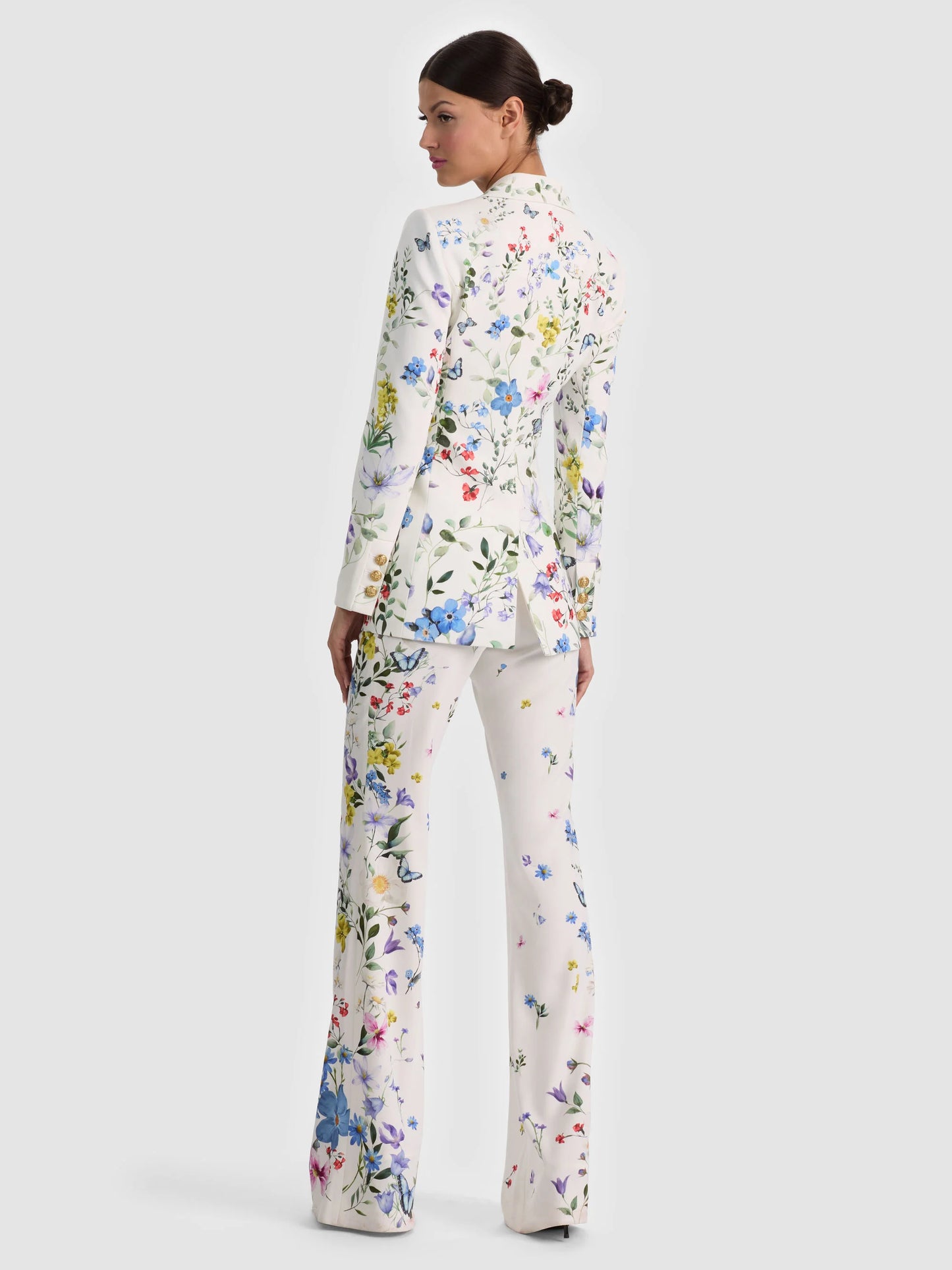 Breann Printed Blazer Twisting Vines Off White - Alice + Olivia