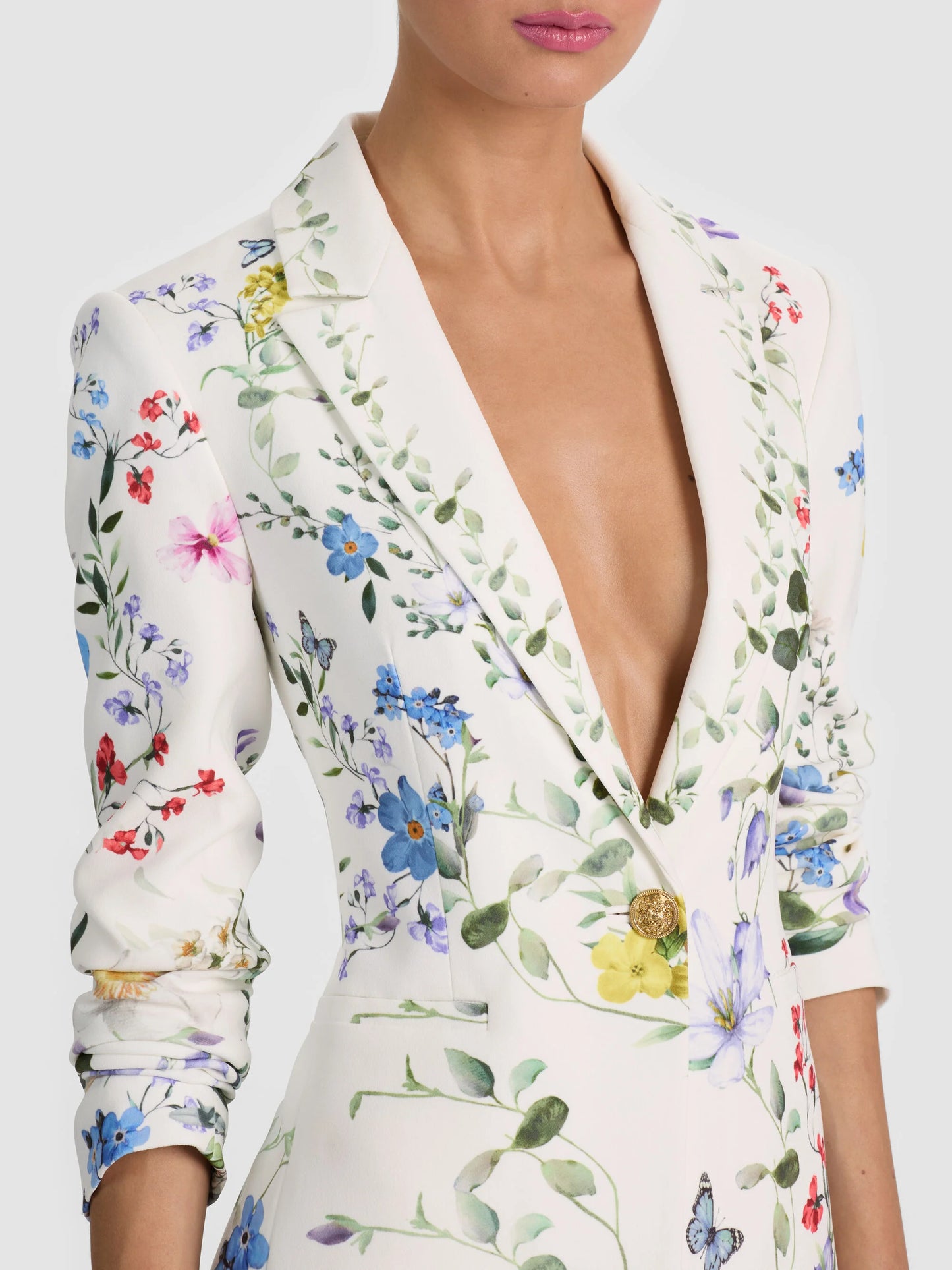 Breann Printed Blazer Twisting Vines Off White - Alice + Olivia