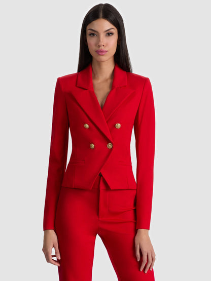 Sable Double Breasted Cropped Blazer Chili Pepper - Alice + Olivia