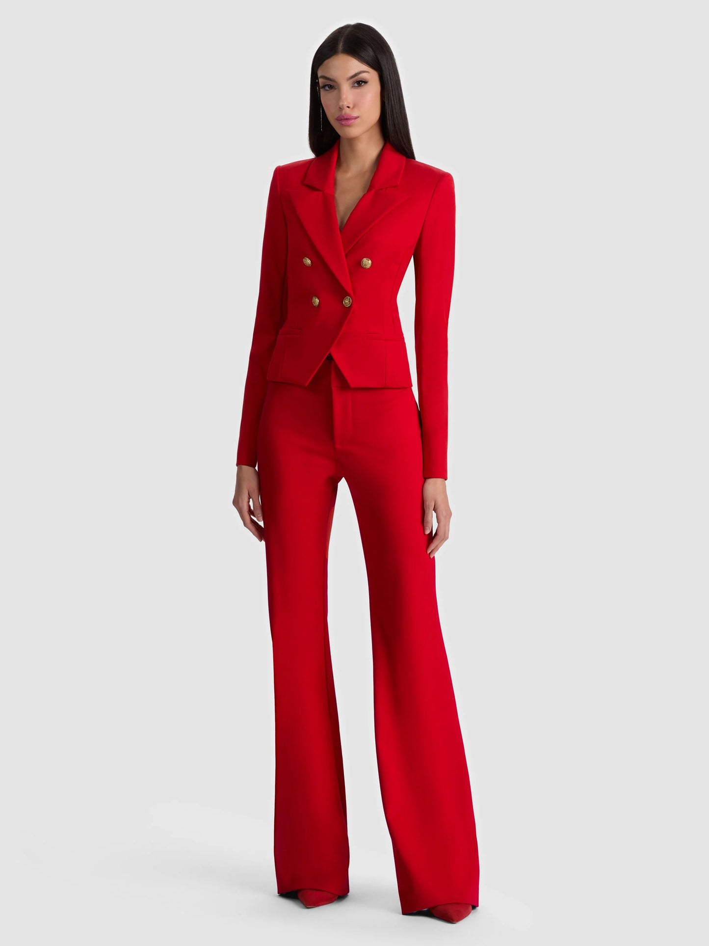 Sable Double Breasted Cropped Blazer Chili Pepper - Alice + Olivia
